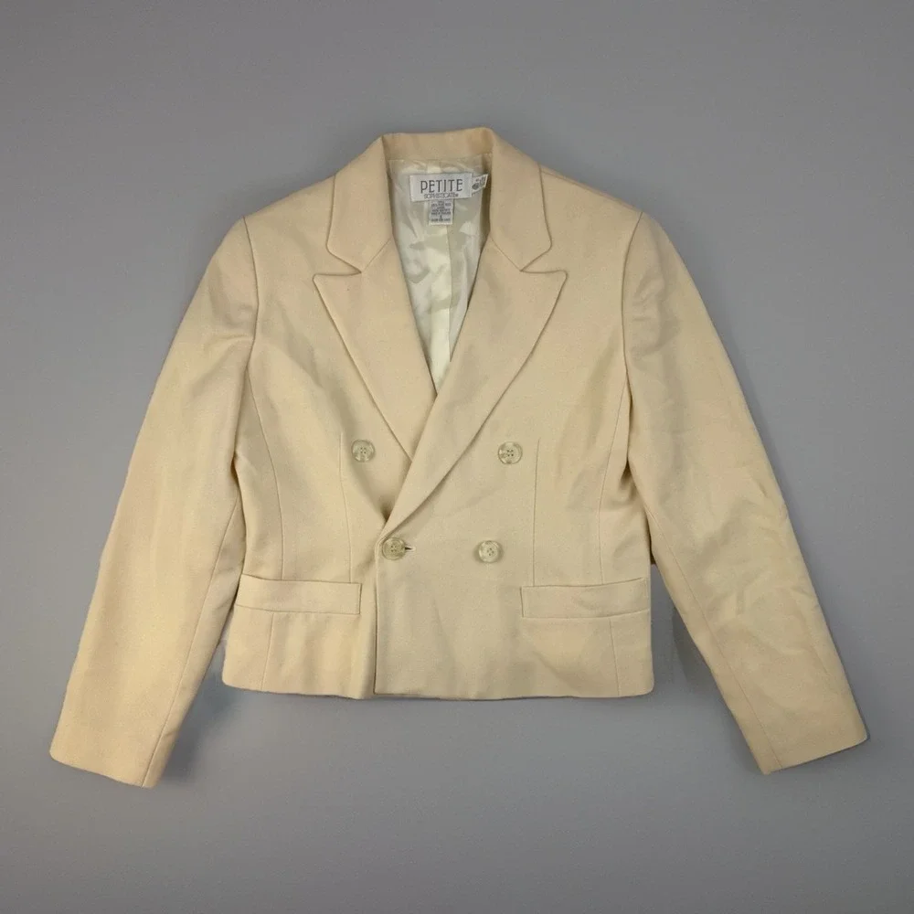 minimalist cropped blazer neutral wool cream double breasted jacket 6